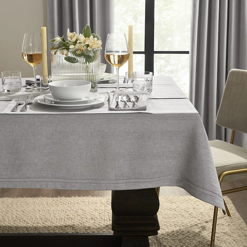 Fieldcrest Luxury Cotton-Linen Herringbone Tablecloth