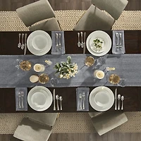 Fieldcrest Luxury Cotton-Linen Herringbone Table Runner