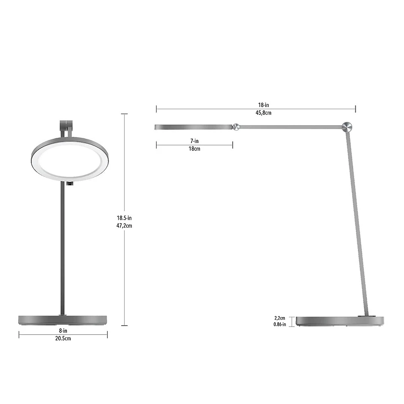Sheffield Labs 18.6" Executive Gunmetal Wireless Charging Led Desk Lamp