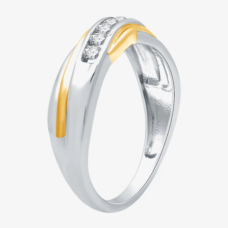 (H-I / I1) Womens 1/4 CT. T.W. Lab Grown White Diamond 14K Gold Over Silver Wedding Band