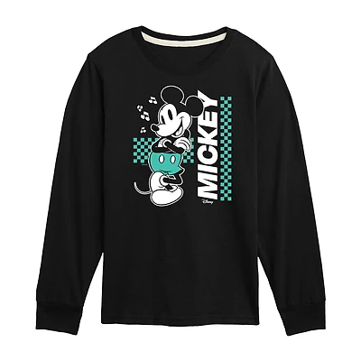 Disney Collection Little & Big Kid Boys Crew Neck Long Sleeve Regular Fit Mickey Mouse Graphic T-Shirt