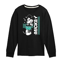 Disney Collection Little & Big Kid Boys Crew Neck Long Sleeve Regular Fit Mickey Mouse Graphic T-Shirt