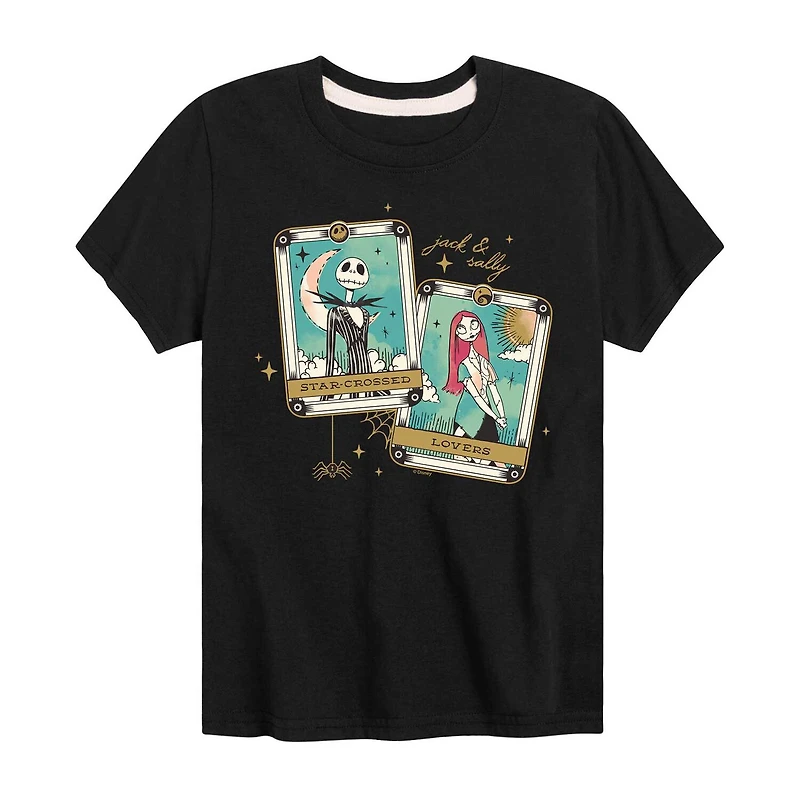Disney Collection Little & Big Kid Girls Crew Neck Short Sleeve Regular Fit Nightmare Before Christmas Graphic T-Shirt