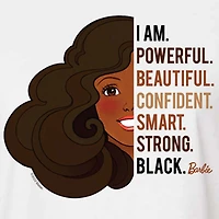 Black History Month I Am Cropped Womens Juniors Crew Neck Short Sleeve Regular Fit Barbie Graphic T-Shirt