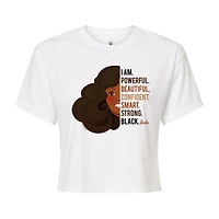 Black History Month I Am Cropped Womens Juniors Crew Neck Short Sleeve Regular Fit Barbie Graphic T-Shirt