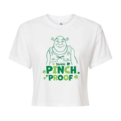 Dreamworks Shrek Pinch Proof Cropped Tee Womens Juniors Crew Neck Short Sleeve Regular Fit Graphic T-Shirt