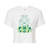 Dreamworks Shrek Pinch Proof Cropped Tee Womens Juniors Crew Neck Short Sleeve Regular Fit Graphic T-Shirt