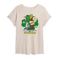 Dreamworks Shrek Prone To Shenanigans And Malarkey Tee Womens Juniors Scoop Neck Short Sleeve Regular Fit Graphic T-Shirt