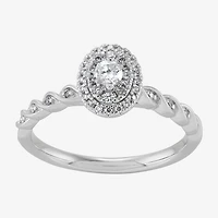 Limited Quantities! Womens 1/4 CT. T.W. Natural White Diamond 10K Gold Oval Side Stone Engagement Ring