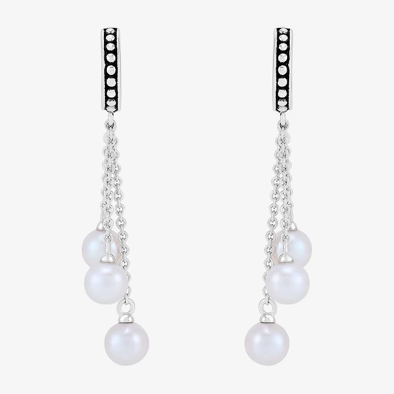 Limited Quantities! Womens Dyed White Cultured Freshwater Pearl Sterling Silver Drop Earrings