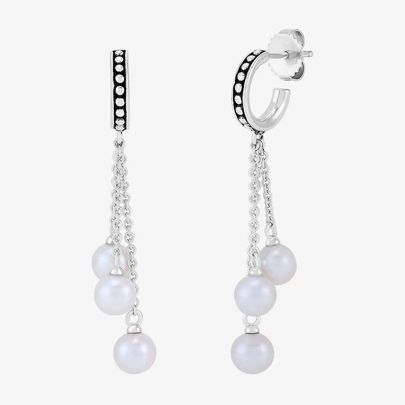 Limited Quantities! Womens Dyed White Cultured Freshwater Pearl Sterling Silver Drop Earrings