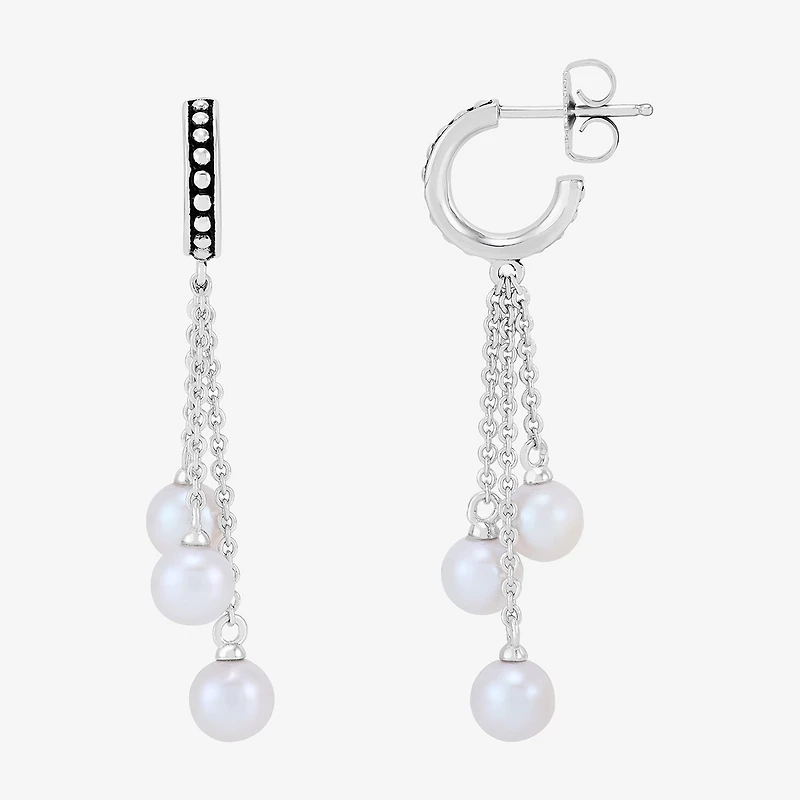 Limited Quantities! Womens Dyed White Cultured Freshwater Pearl Sterling Silver Drop Earrings