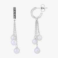Limited Quantities! Womens Dyed White Cultured Freshwater Pearl Sterling Silver Drop Earrings