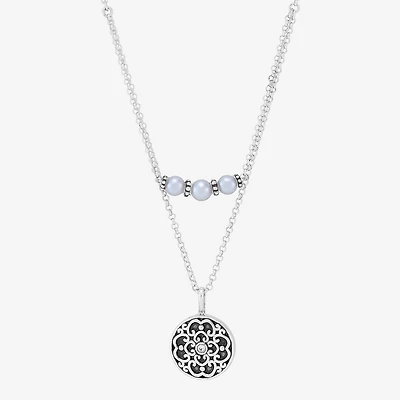 Limited Quantities! Womens Dyed White Cultured Freshwater Pearl Sterling Silver 18 1/2 Inch Pendant Necklace
