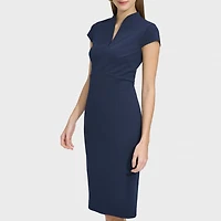 Marc New York Womens Split Crew Neck Short Sleeve Sheath Dress