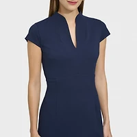 Marc New York Womens Split Crew Neck Short Sleeve Sheath Dress
