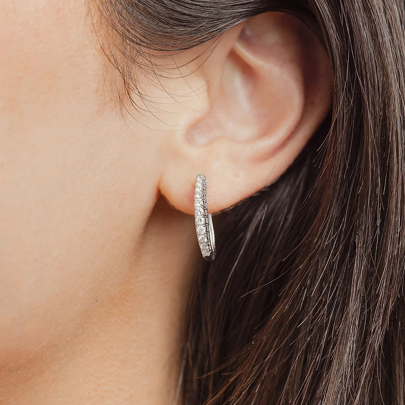 Womens 1/2 CT. T.W. Natural White Diamond 14K Gold 20.1mm Hoop Earrings