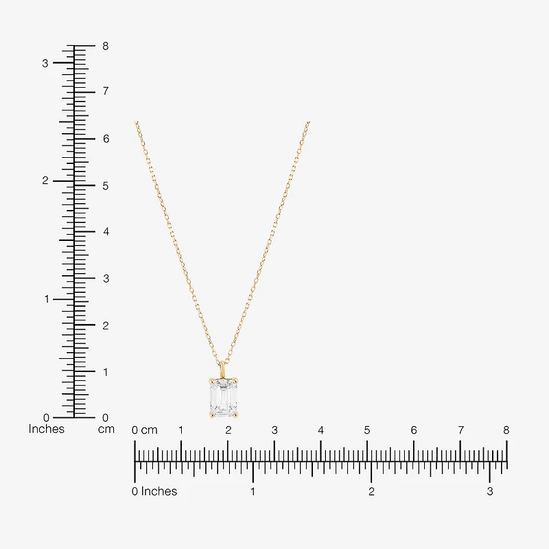 ( H-I/Si1-Si2 ) 2 CT. Lab-Grown Diamond 14K Gold Emerald 18 Inch Pendant Necklace