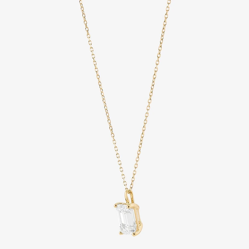 ( H-I/Si1-Si2 ) 2 CT. Lab-Grown Diamond 14K Gold Emerald 18 Inch Pendant Necklace