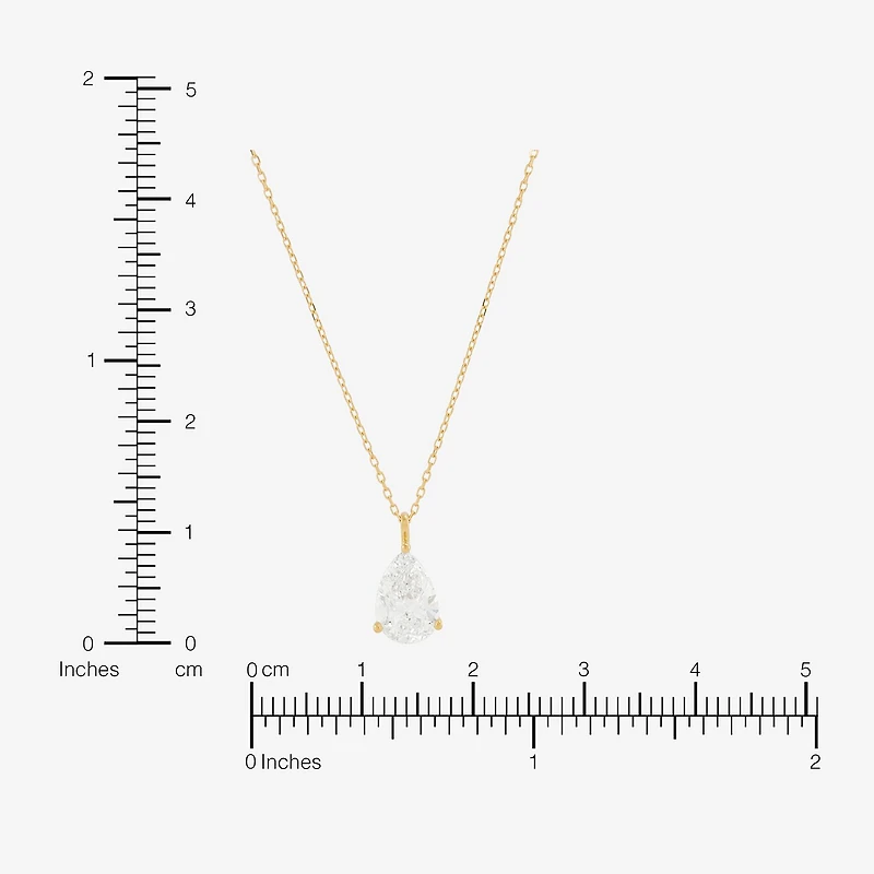 ( H-I/Si1-Si2 ) 2 CT. Lab-Grown Diamond 14K Gold Pear 18 Inch Pendant Necklace