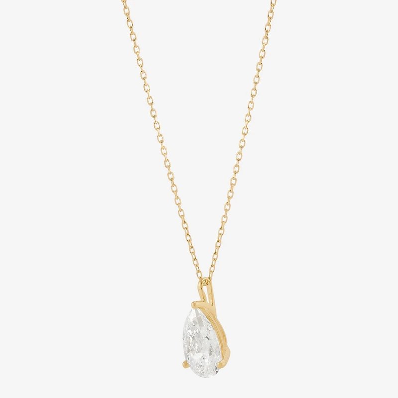 ( H-I/Si1-Si2 ) 2 CT. Lab-Grown Diamond 14K Gold Pear 18 Inch Pendant Necklace