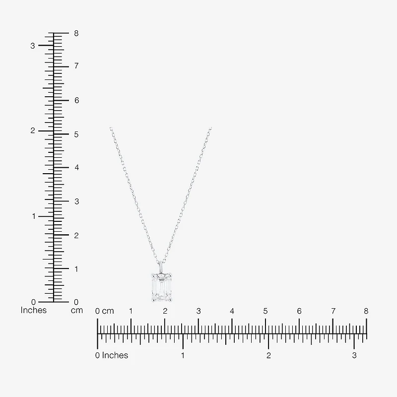 ( H-I/Si1-Si2 ) 2 CT. Lab-Grown Diamond 14K Gold Emerald 18 Inch Pendant Necklace