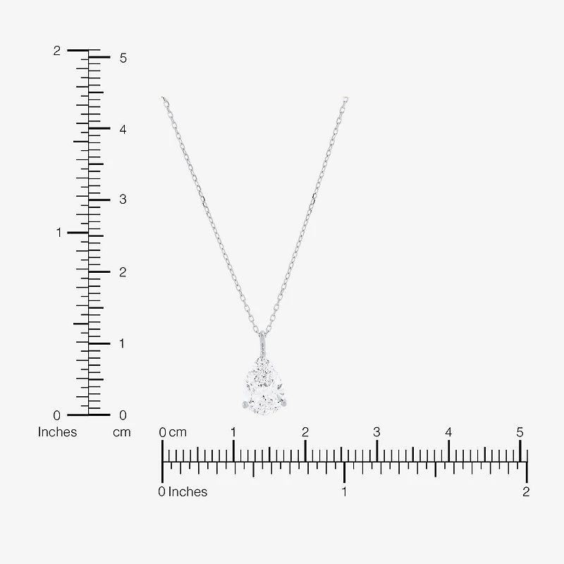 ( H-I/Si1-Si2 ) 2 CT. Lab-Grown Diamond 14K Gold Pear 18 Inch Pendant Necklace