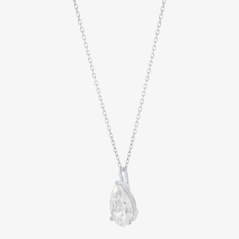 ( H-I/Si1-Si2 ) 2 CT. Lab-Grown Diamond 14K Gold Pear 18 Inch Pendant Necklace