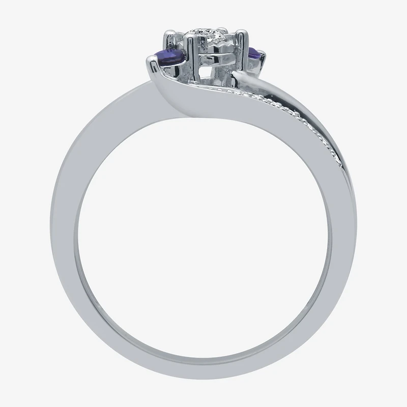 I Said Yes (H-I / I1) Womens 1/8 CT. T.W. Lab Grown White Diamond Sterling Silver or 14K Gold Over Side Stone 3-Stone Engagement Ring