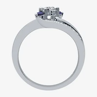 I Said Yes (H-I / I1) Womens 1/8 CT. T.W. Lab Grown White Diamond Sterling Silver or 14K Gold Over Side Stone 3-Stone Engagement Ring