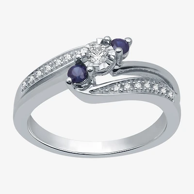 I Said Yes (H-I / I1) Womens 1/8 CT. T.W. Lab Grown White Diamond Sterling Silver or 14K Gold Over Side Stone 3-Stone Engagement Ring
