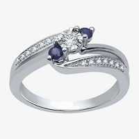 I Said Yes (H-I / I1) Womens 1/8 CT. T.W. Lab Grown White Diamond Sterling Silver or 14K Gold Over Side Stone 3-Stone Engagement Ring