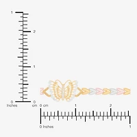 Womens 14K Tri-Color Gold Solid Butterfly 7.5 Inch Link Bracelet