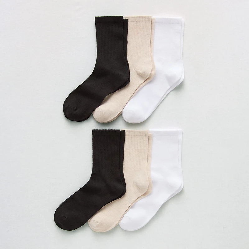 Mixit Sport Rib Short Womens 6 Pair Crew Socks