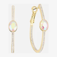 Sparkle Allure Womens Multi Color Crystal 14K Gold Over Brass 38.3mm Hoop Earrings