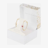 Sparkle Allure Womens Multi Color Crystal 14K Gold Over Brass 38.3mm Hoop Earrings