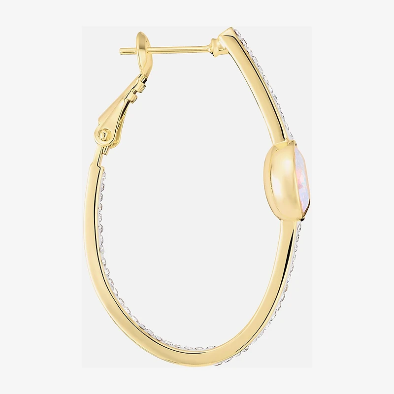 Sparkle Allure Womens Multi Color Crystal 14K Gold Over Brass 38.3mm Hoop Earrings