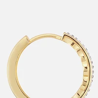 Sparkle Allure Leaf Womens Crystal 14K Gold Over Brass 15.5mm Hoop Earrings