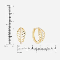 Sparkle Allure Leaf Womens Crystal 14K Gold Over Brass 15.5mm Hoop Earrings