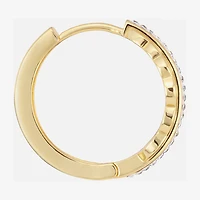 Sparkle Allure Leaf Womens Crystal 14K Gold Over Brass 15.5mm Hoop Earrings
