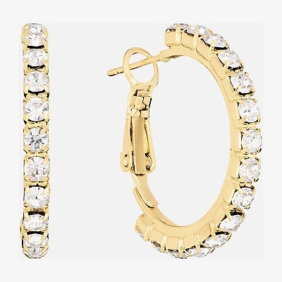 Sparkle Allure Womens Crystal 14K Gold Over Brass 25.1mm Hoop Earrings