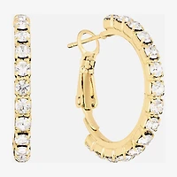 Sparkle Allure Womens Crystal 14K Gold Over Brass 25.1mm Hoop Earrings