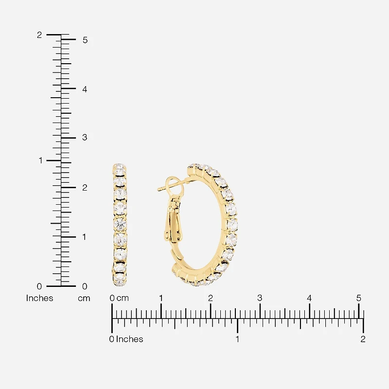 Sparkle Allure Womens Crystal 14K Gold Over Brass 25.1mm Hoop Earrings