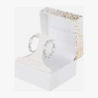 Sparkle Allure Paperclip Link Womens Crystal 28.4mm Paperclip Hoop Earrings
