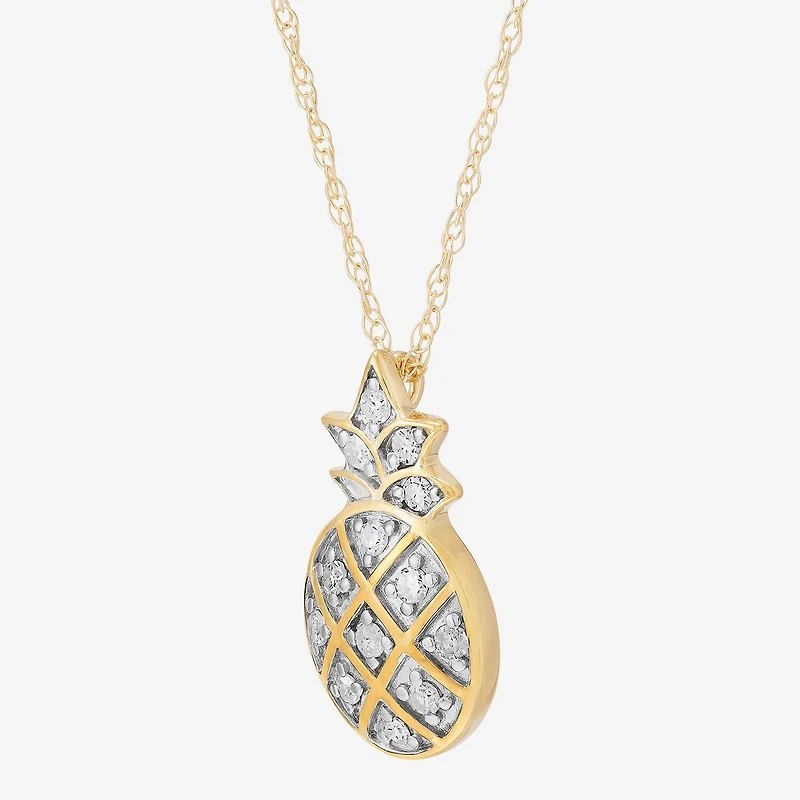 Limited Quantities! Pineapple Womens 1/10 CT. T.W. Natural White Diamond 10K Gold 18 Inch Pendant Necklace