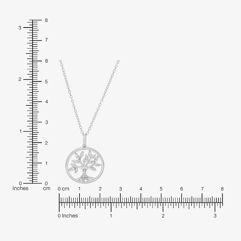 Limited Quantities! Tree Of Life Womens 1/10 CT. T.W. Lab Grown White Diamond Sterling Silver 18 Inch Pendant Necklace