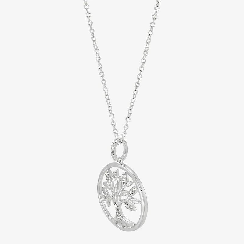 Limited Quantities! Tree Of Life Womens 1/10 CT. T.W. Lab Grown White Diamond Sterling Silver 18 Inch Pendant Necklace