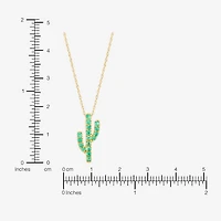 Limited Quantities! Cactus Womens Genuine Green Emerald 10K Gold 18 Inch Pendant Necklace