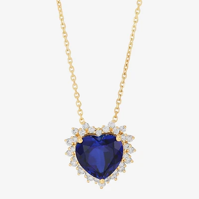 Limited Quantities! Womens 3/8 CT. T.W. Lab Created Blue Sapphire 10K Gold Heart 18 Inch Pendant Necklace