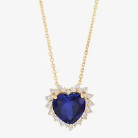 Limited Quantities! Womens 3/8 CT. T.W. Lab Created Blue Sapphire 10K Gold Heart 18 Inch Pendant Necklace
